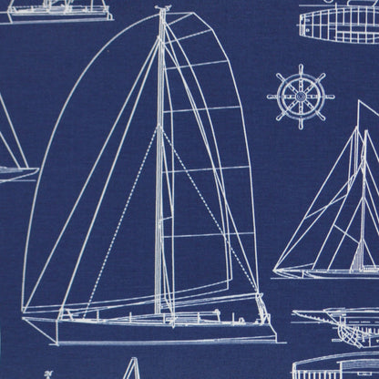 D.V. KAP HOME   22" x 22" Outdoor Sailing Pillow - Navy Ship Outline    - OD-217-N-2222