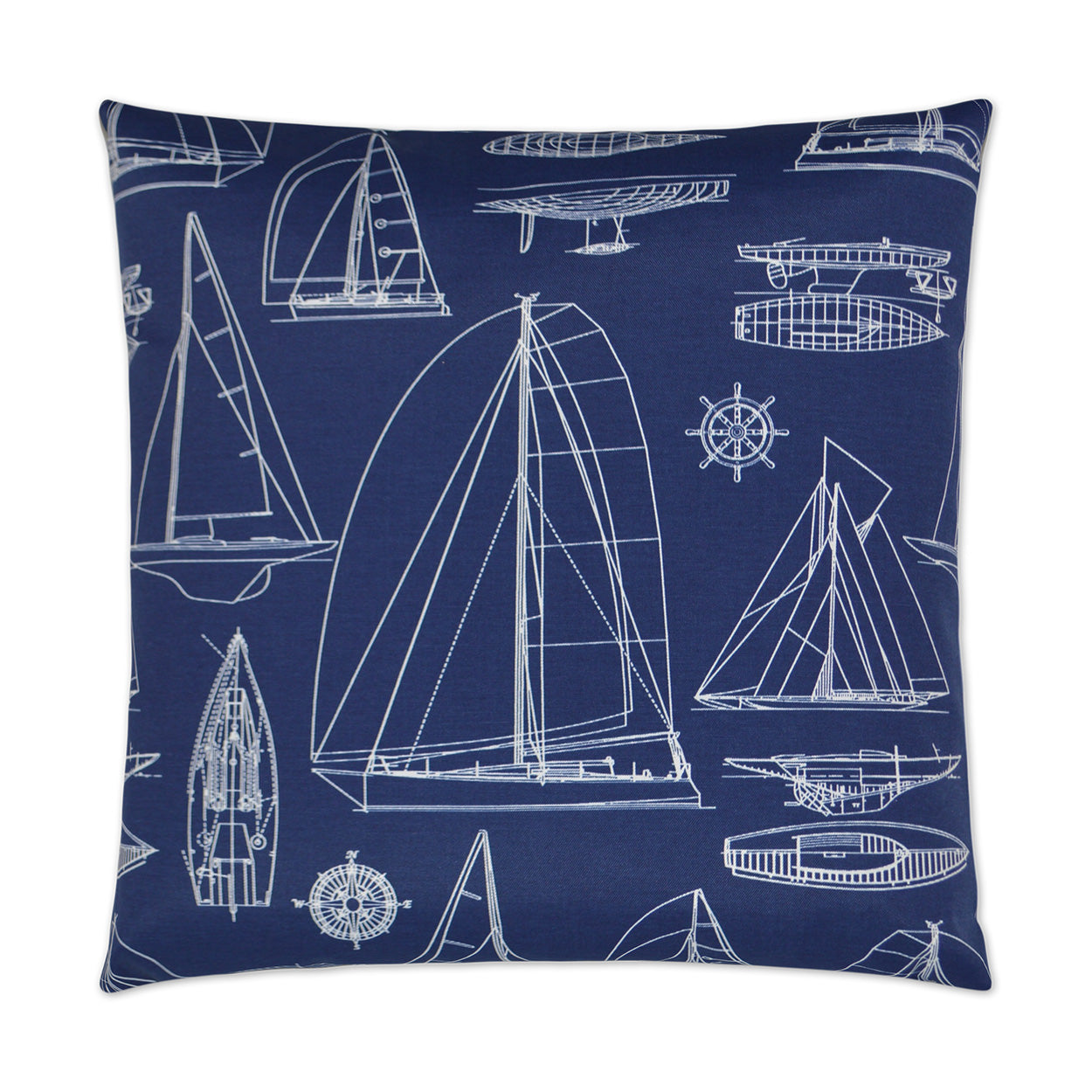 D.V. KAP HOME   22" x 22" Outdoor Sailing Pillow - Navy Ship Outline    - OD-217-N-2222
