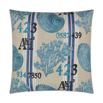 D.V. KAP HOME   22" x 22" Outdoor Cook Sisle Pillow - Ocean Vintage Stripe Coastal    - OD-218-O-2222