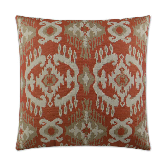 D.V. KAP HOME   22" x 22" Outdoor Nakala Pillow - Tangerine Suzani Ikat    - OD-223-T-2222