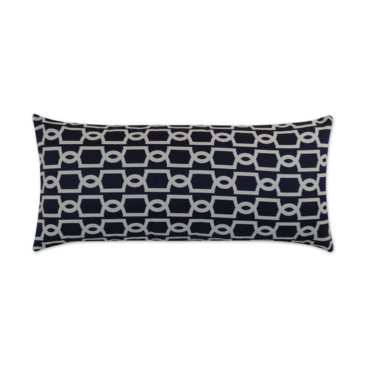 D.V. KAP HOME   12" x 24" Outdoor Ocean Gate Lumbar Pillow - Navy Trellis    - OD-235-N-1224