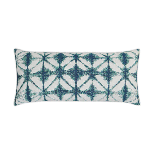 D.V. KAP HOME   12" x 24" Outdoor Midori Lumbar Pillow - Bermuda Shibori Tie Dye    - OD-239-B-1224