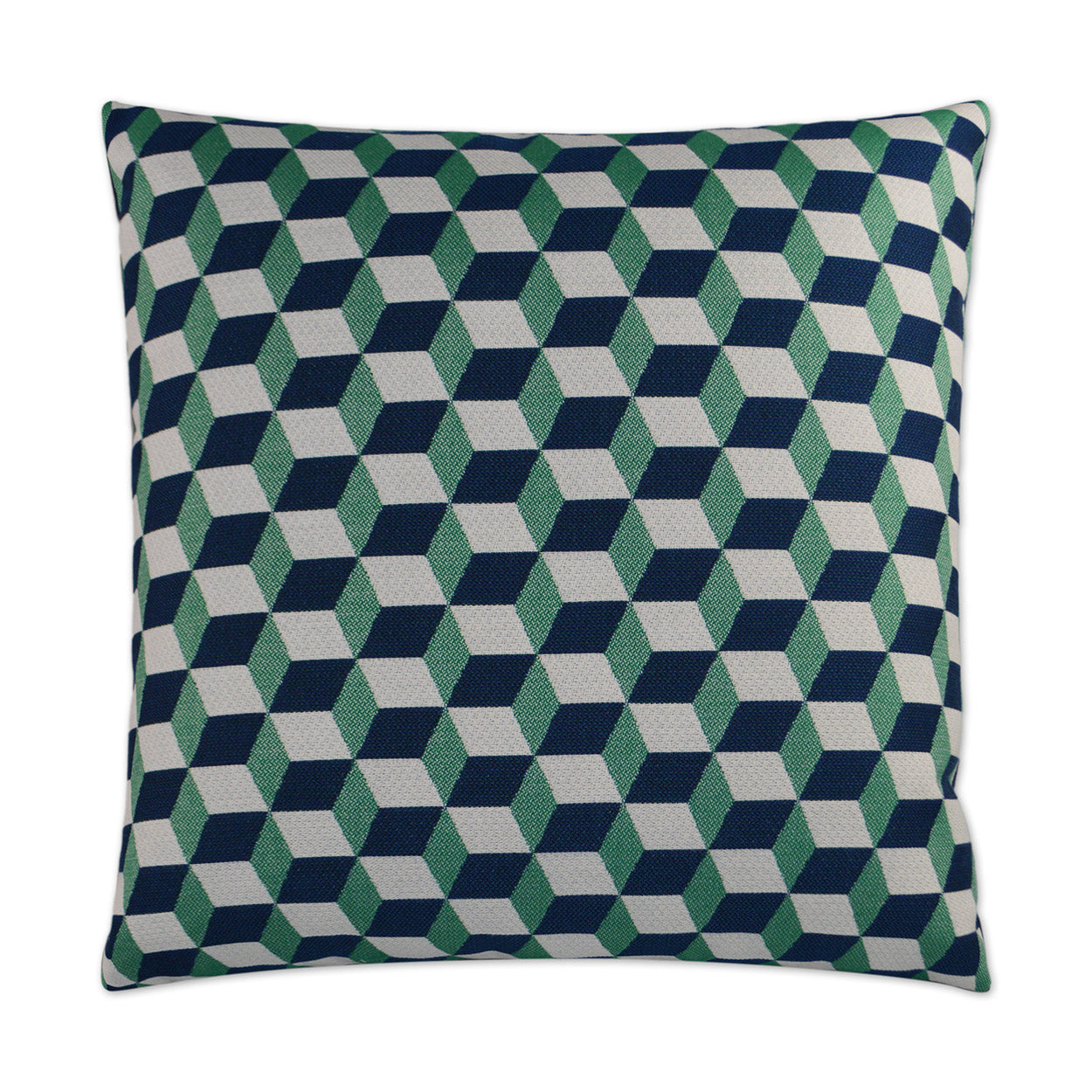 D.V. KAP HOME   22" x 22" Outdoor Puzzle Pillow - Emerald Modern Geometric Cube    - OD-249-E-2222