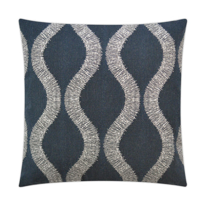D.V. KAP HOME   22" x 22" Outdoor Overlock Pillow - Midnight Ikat Trellis    - OD-255-M-2222
