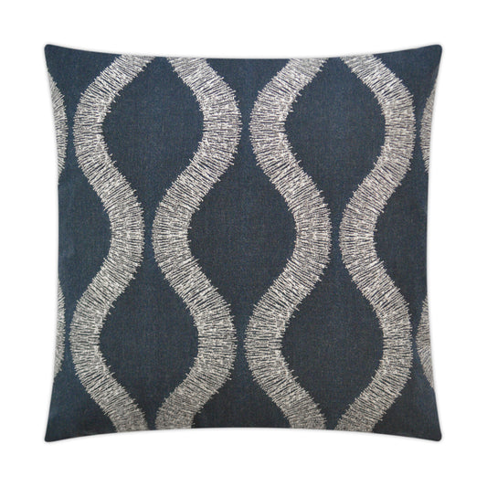 D.V. KAP HOME   22" x 22" Outdoor Overlock Pillow - Midnight Ikat Trellis    - OD-255-M-2222