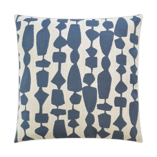 D.V. KAP HOME   22" x 22" Outdoor Freya Pillow - Denim Abstract Geometric    - OD-259-D-2222