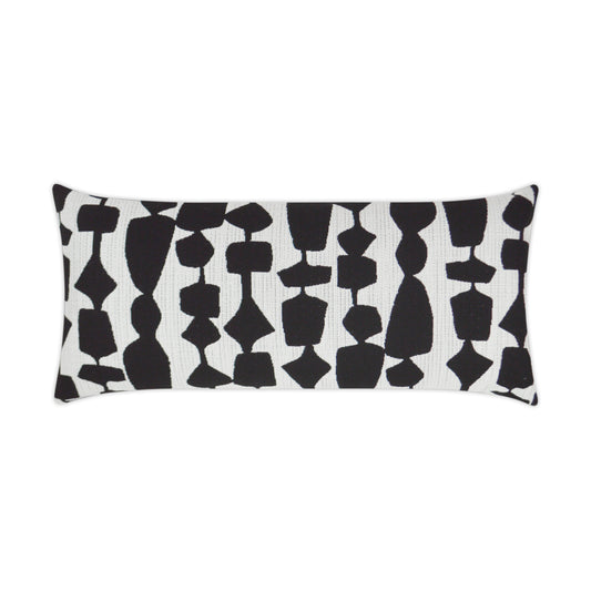 D.V. KAP HOME   12" x 24" Outdoor Freya Lumbar Pillow - Black Abstract Geometric    - OD-260-B-1224