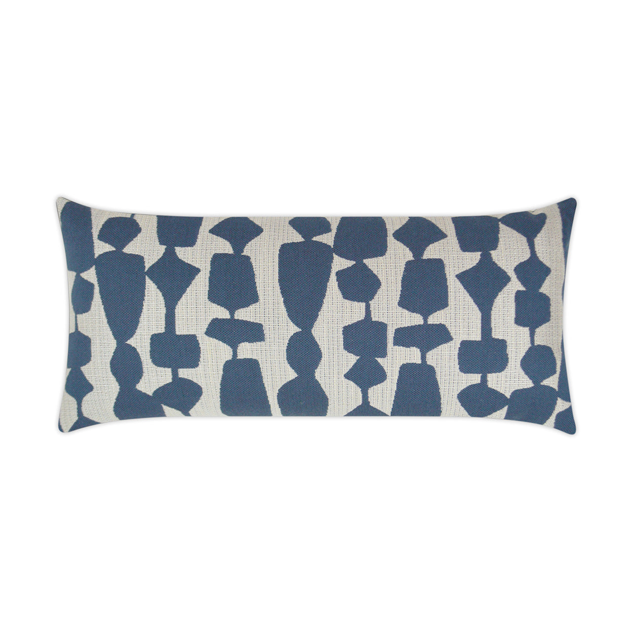 D.V. KAP HOME   12" x 24" Outdoor Freya Lumbar Pillow - Denim Abstract Geometric    - OD-260-D-1224
