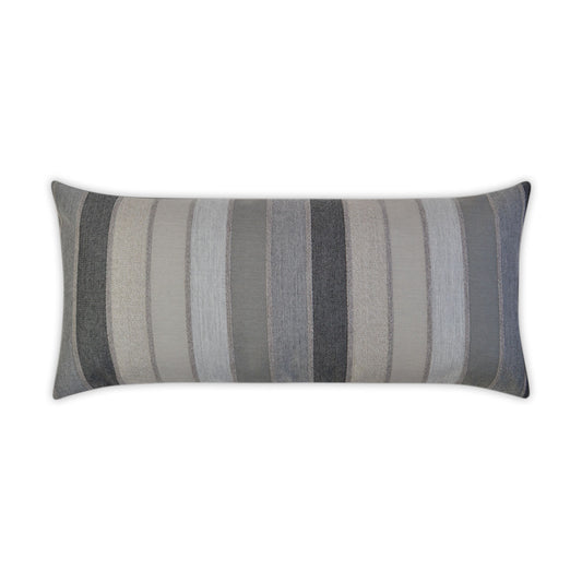 D.V. KAP HOME   12" x 24" Outdoor Lucy Lumbar Pillow - Asphalt Stripe    - OD-272-A-1224