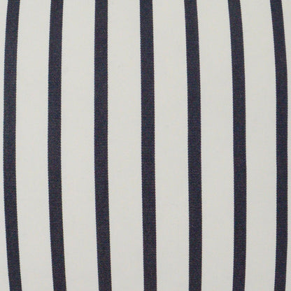 Cream fabric with navy stripes; outdoor lumbar pillow (12" x 24").