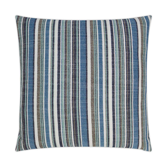 D.V. KAP HOME   22" x 22" Outdoor Fancy Stripe Pillow - Navy     - OD-303-N-2222