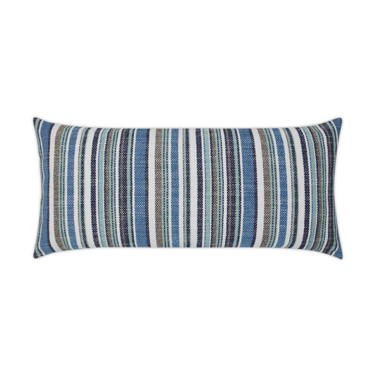 D.V. KAP HOME   12" x 24" Outdoor Fancy Stripe Lumbar Pillow - Navy     - OD-304-N-1224
