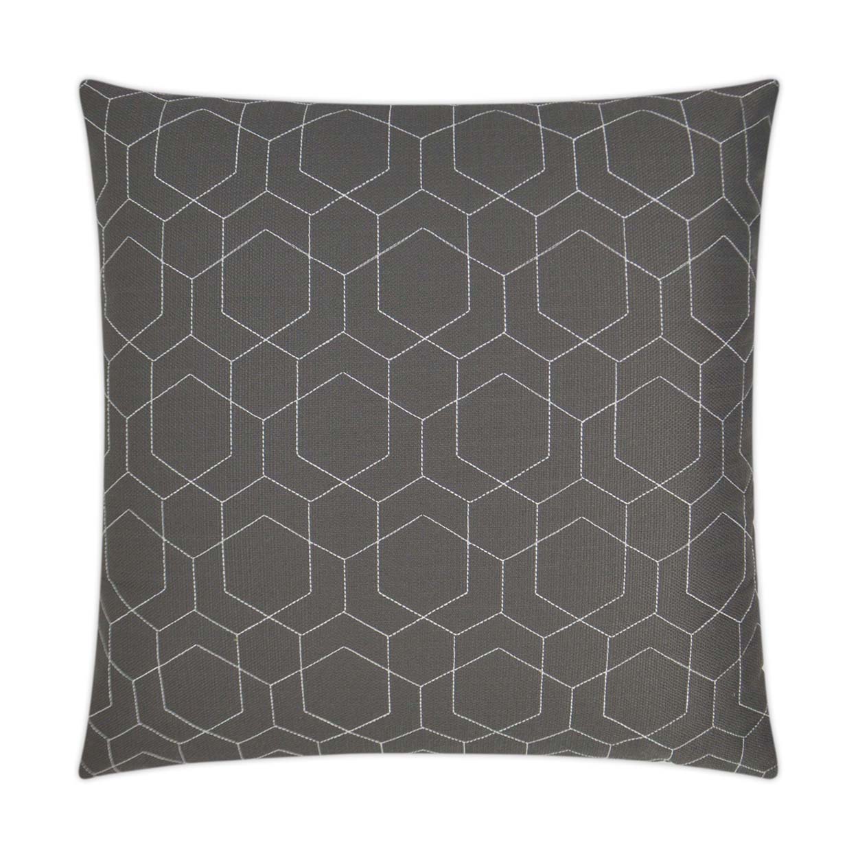 D.V. KAP HOME   22" x 22" Outdoor Hex Quilt Pillow - Grey Geometric    - OD-309-G-2222