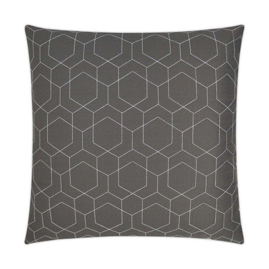 D.V. KAP HOME   22" x 22" Outdoor Hex Quilt Pillow - Grey Geometric    - OD-309-G-2222