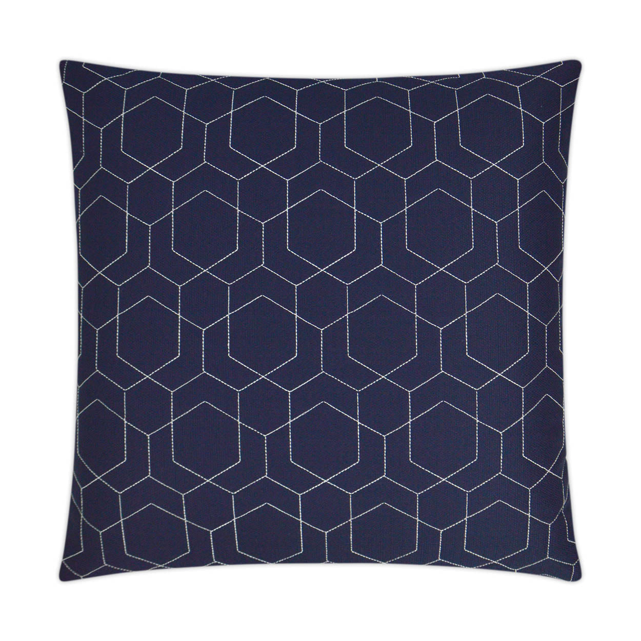 D.V. KAP HOME   22" x 22" Outdoor Hex Quilt Pillow - Navy Geometric    - OD-309-N-2222