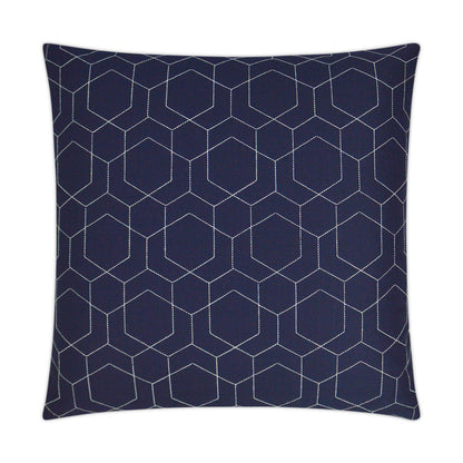 D.V. KAP HOME   22" x 22" Outdoor Hex Quilt Pillow - Navy Geometric    - OD-309-N-2222