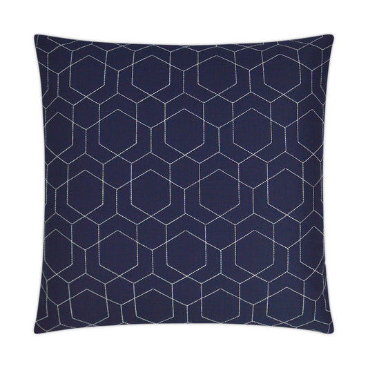 D.V. KAP HOME   22" x 22" Outdoor Hex Quilt Pillow - Navy Geometric    - OD-309-N-2222