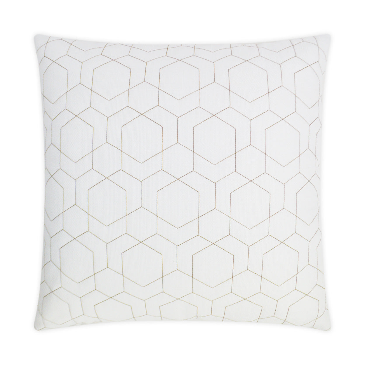 D.V. KAP HOME   22" x 22" Outdoor Hex Quilt Pillow - White Geometric    - OD-309-W-2222