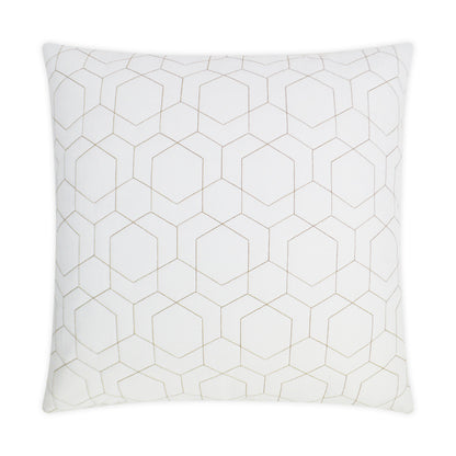 D.V. KAP HOME   22" x 22" Outdoor Hex Quilt Pillow - White Geometric    - OD-309-W-2222
