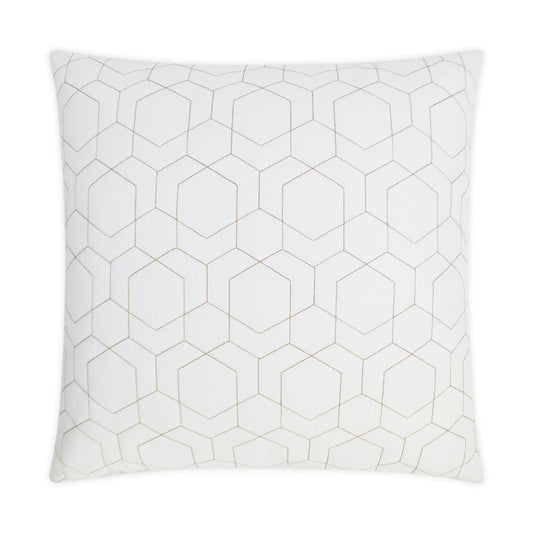 D.V. KAP HOME   22" x 22" Outdoor Hex Quilt Pillow - White Geometric    - OD-309-W-2222
