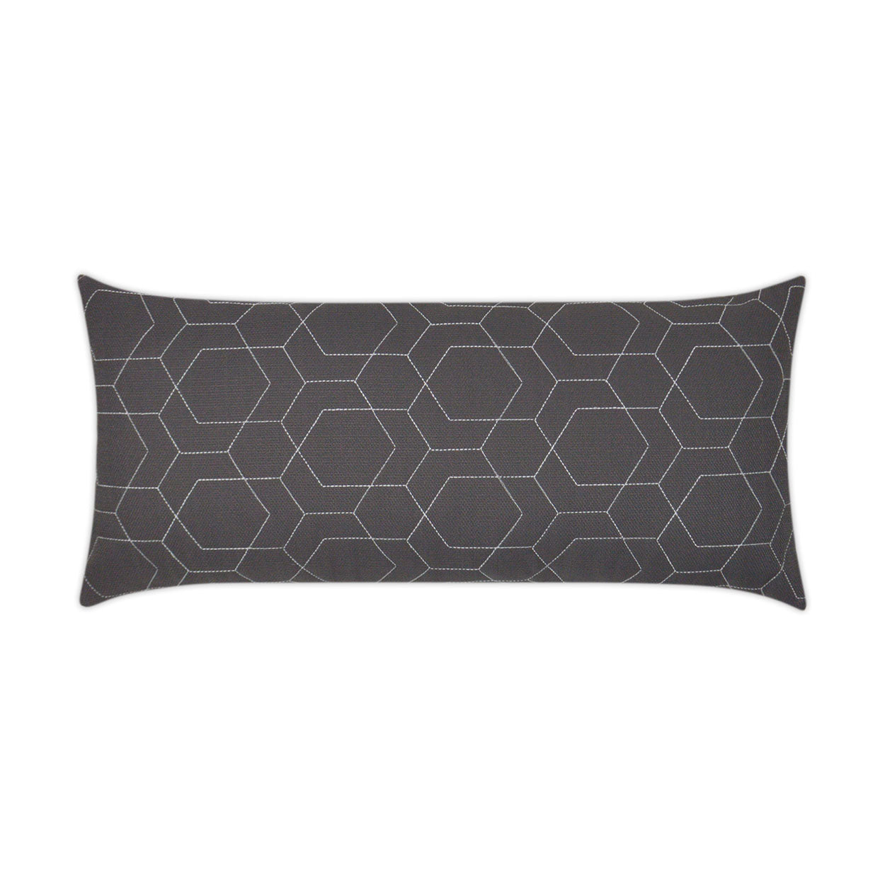 D.V. KAP HOME   12" x 24" Outdoor Hex Quilt Lumbar Pillow - Grey Geometric    - OD-310-G-1224