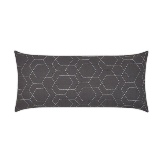 D.V. KAP HOME   12" x 24" Outdoor Hex Quilt Lumbar Pillow - Grey Geometric    - OD-310-G-1224