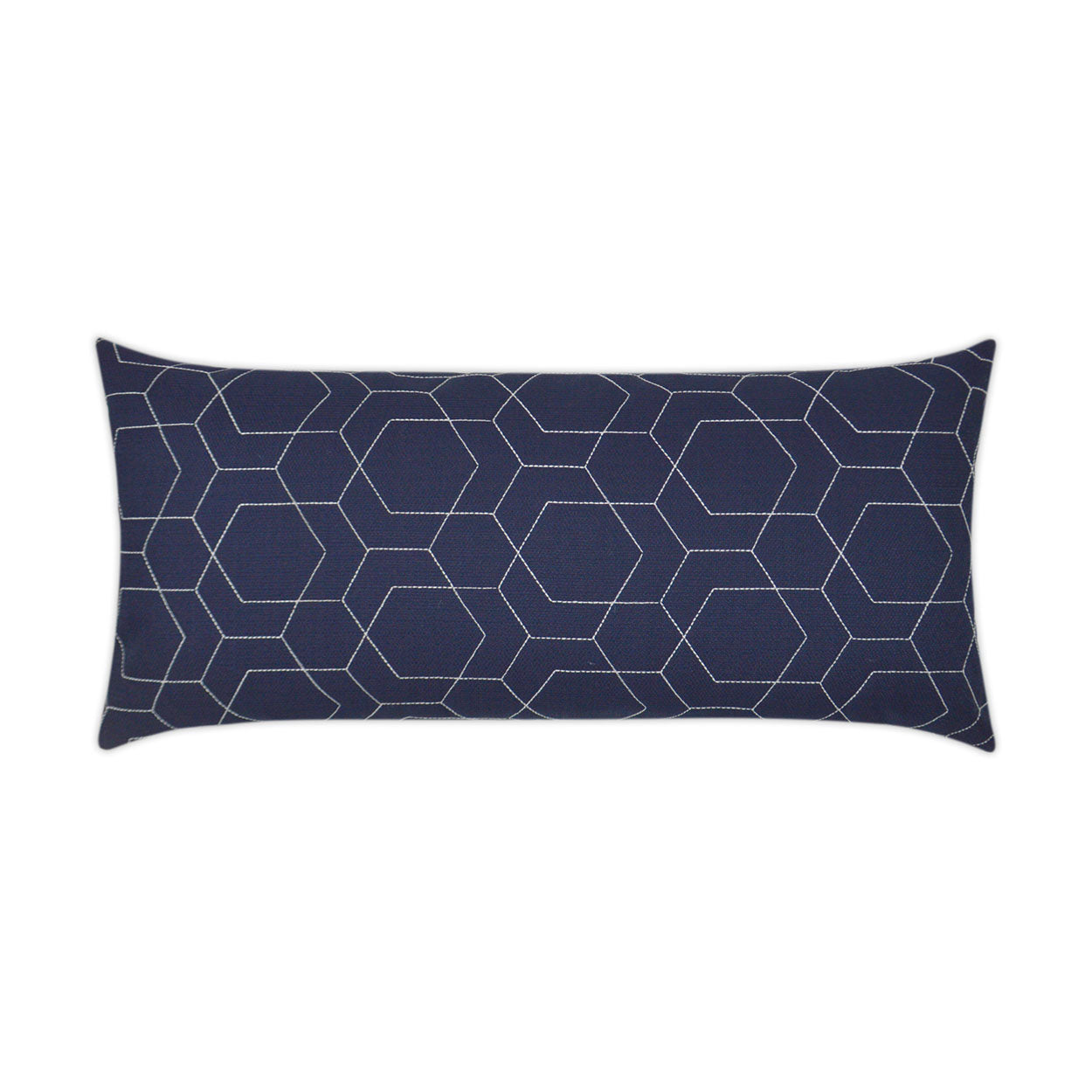 D.V. KAP HOME   12" x 24" Outdoor Hex Quilt Lumbar Pillow - Navy Geometric    - OD-310-N-1224