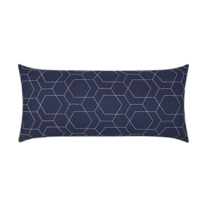 D.V. KAP HOME   12" x 24" Outdoor Hex Quilt Lumbar Pillow - Navy Geometric    - OD-310-N-1224
