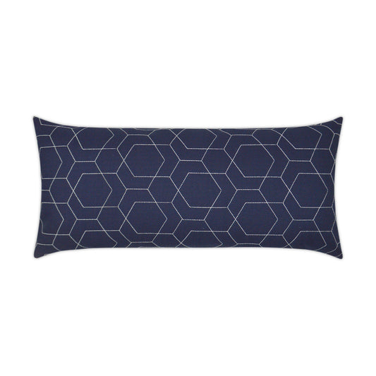 D.V. KAP HOME   12" x 24" Outdoor Hex Quilt Lumbar Pillow - Navy Geometric    - OD-310-N-1224