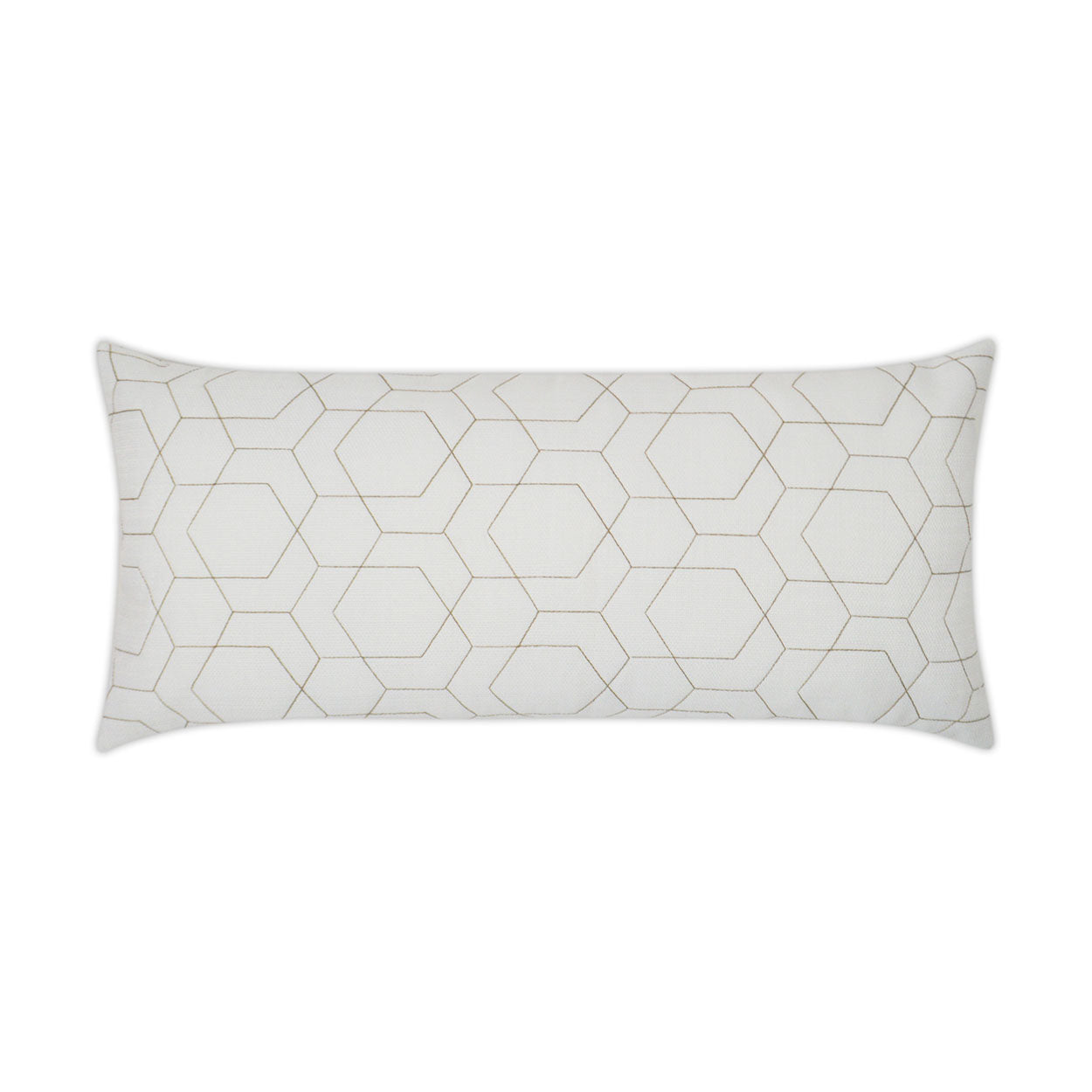 D.V. KAP HOME   12" x 24" Outdoor Hex Quilt Lumbar Pillow - White Geometric    - OD-310-W-1224