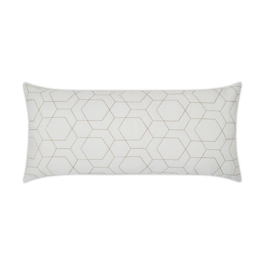 D.V. KAP HOME   12" x 24" Outdoor Hex Quilt Lumbar Pillow - White Geometric    - OD-310-W-1224