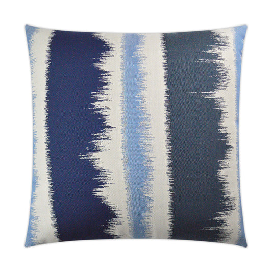 D.V. KAP HOME   22" x 22" Outdoor Awaken Pillow - Indigo Abstract, Ikat    - OD-317-I-2222