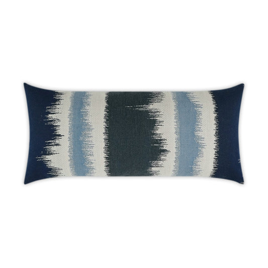 D.V. KAP HOME   12" x 24" Outdoor Awaken Lumbar Pillow - Indigo Abstract, Ikat    - OD-318-I-1224