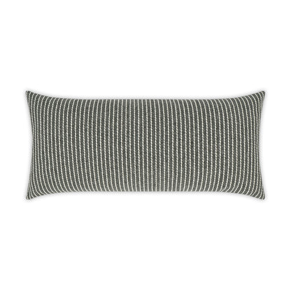 D.V. KAP HOME   12" x 24" Outdoor Linus Lumbar Pillow - Graphite     - OD-331-G-1224