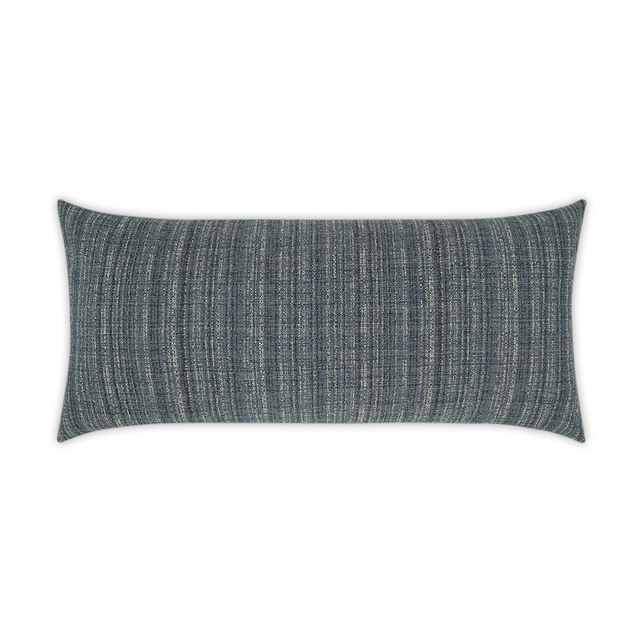 Rectangular blue-gray woven lumbar pillow with subtle vertical stripes, for sofa decor & back support.