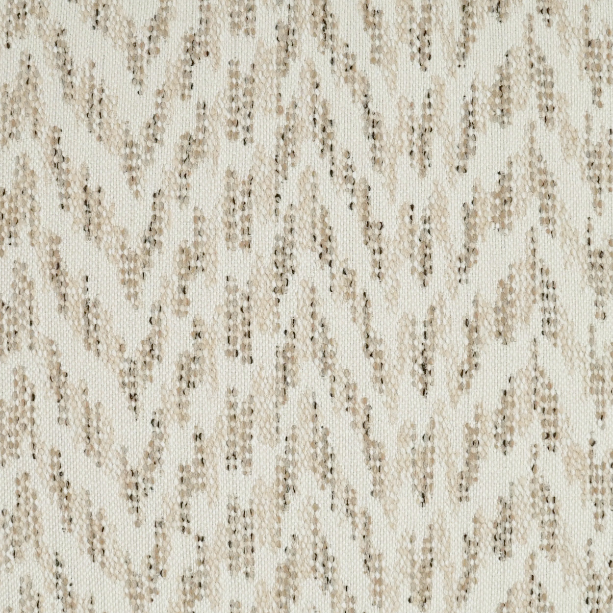 Beige and taupe zigzag chevron pattern woven fabric on ivory background, 12" x 24" outdoor lumbar pillow.
