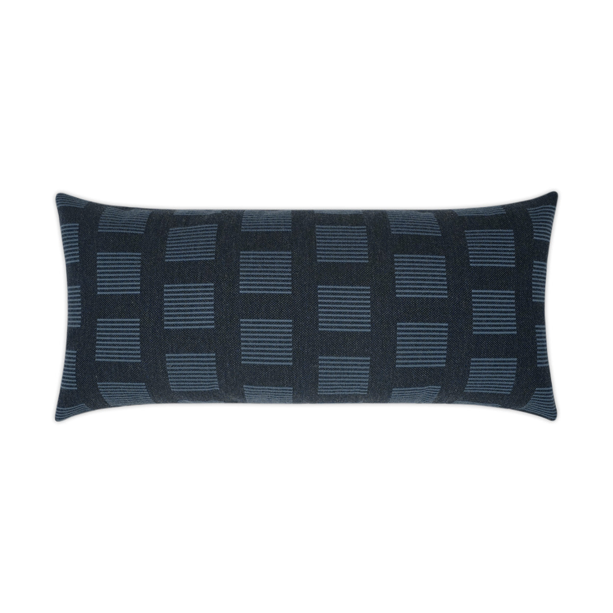 D.V. KAP HOME   12" x 24" Outdoor Novara Lumbar Pillow - Indigo Geometric, Transitional    - OD-345-I-1224