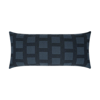 D.V. KAP HOME   12" x 24" Outdoor Novara Lumbar Pillow - Indigo Geometric, Transitional    - OD-345-I-1224