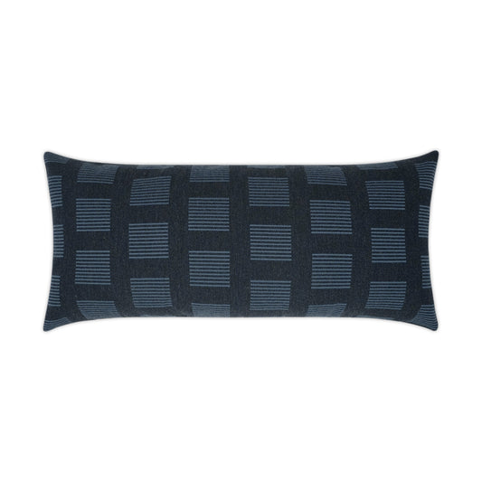 D.V. KAP HOME   12" x 24" Outdoor Novara Lumbar Pillow - Indigo Geometric, Transitional    - OD-345-I-1224