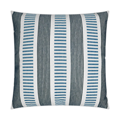 D.V. KAP HOME   22" x 22" Outdoor Sideline Pillow - Indigo Stripes, Transitional    - OD-348-I-2222