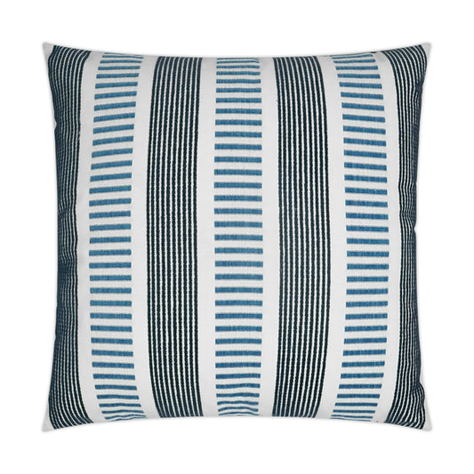 D.V. KAP HOME   22" x 22" Outdoor Sideline Pillow - Indigo Stripes, Transitional    - OD-348-I-2222