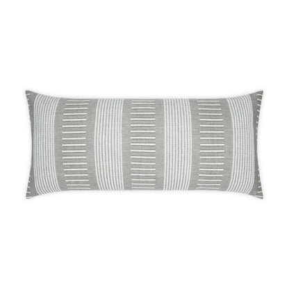 D.V. KAP HOME   12" x 24" Outdoor Sideline Lumbar Pillow - Ash Stripes, Transitional    - OD-349-A-1224