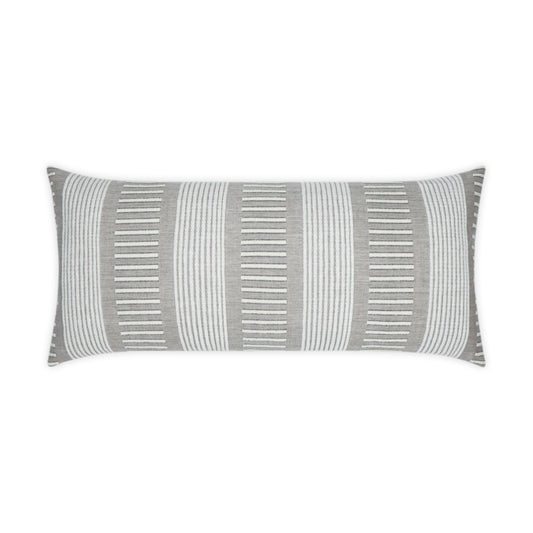 D.V. KAP HOME   12" x 24" Outdoor Sideline Lumbar Pillow - Ash Stripes, Transitional    - OD-349-A-1224