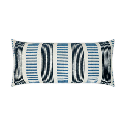 D.V. KAP HOME   12" x 24" Outdoor Sideline Lumbar Pillow - Indigo Stripes, Transitional    - OD-349-I-1224