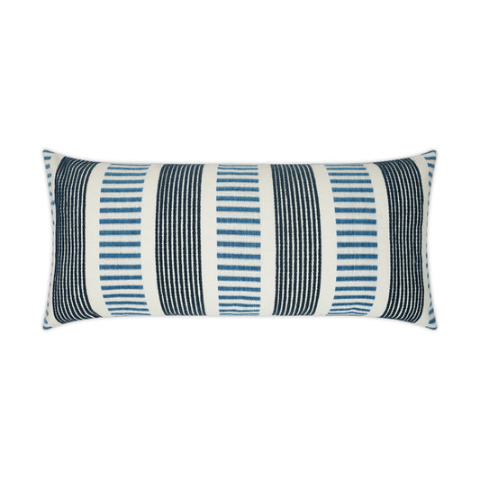 D.V. KAP HOME   12" x 24" Outdoor Sideline Lumbar Pillow - Indigo Stripes, Transitional    - OD-349-I-1224