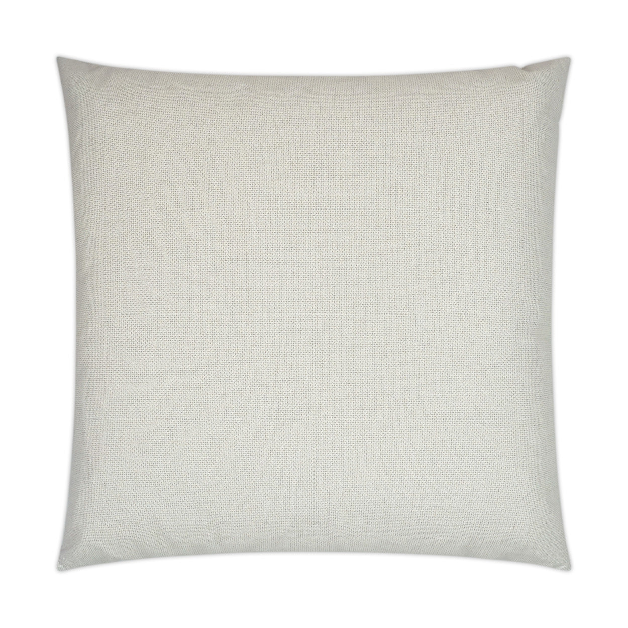 Beige square decorative pillow with subtle textured weave and linen-like fabric.