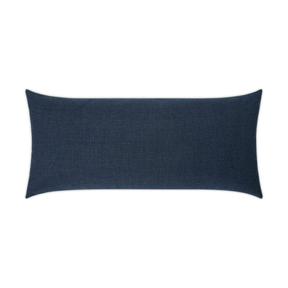 Indigo solid outdoor lumbar pillow, 12x24 inches, rectangular