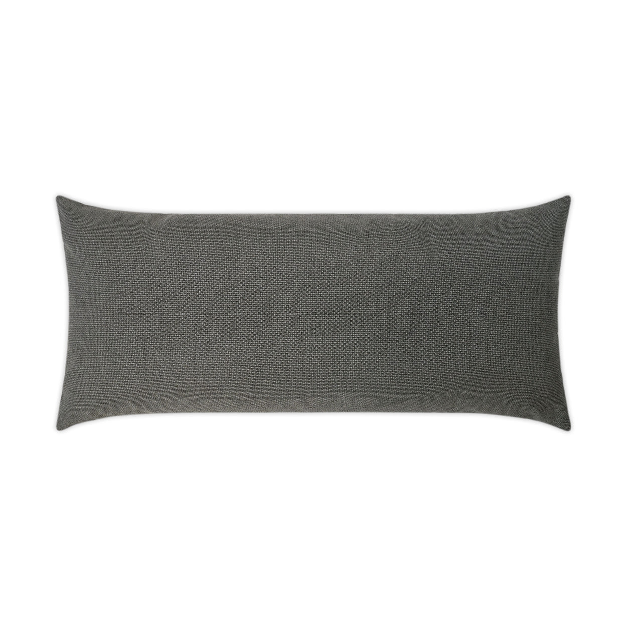 Charcoal gray rectangular lumbar pillow with textured woven cover.