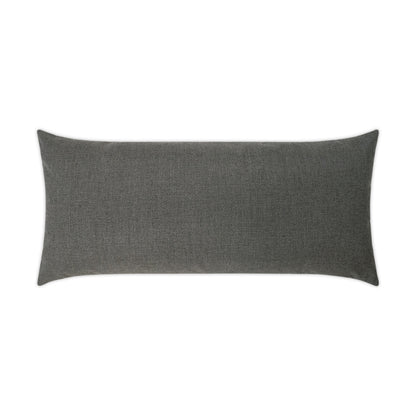 Charcoal gray rectangular lumbar pillow with textured woven cover.