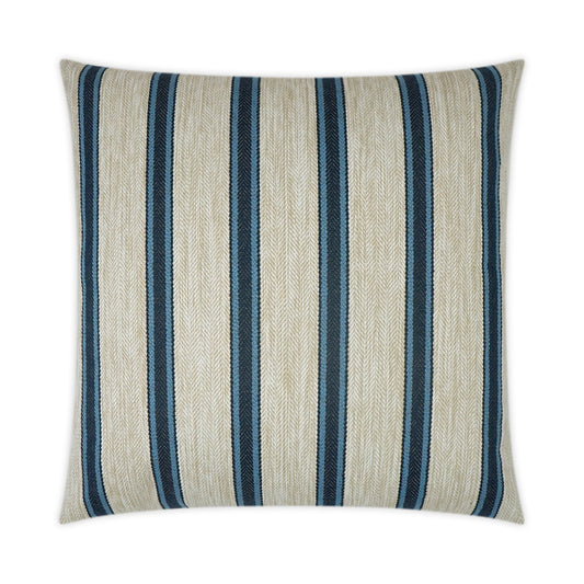 D.V. KAP HOME   22" x 22" Outdoor Peyton Pillow - Navy Stripes, Traditional    - OD-356-N-2222